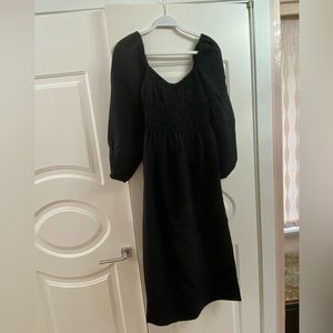H&M Women Crepe Long Dress, Small, Black.